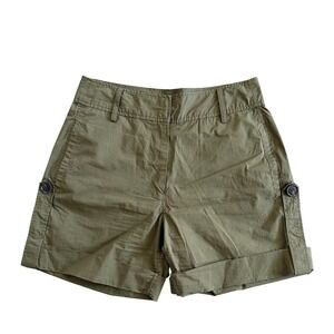 FRAME Womens Moss Green Utility Cuffed Shorts Cotton Blend Summer Size 2